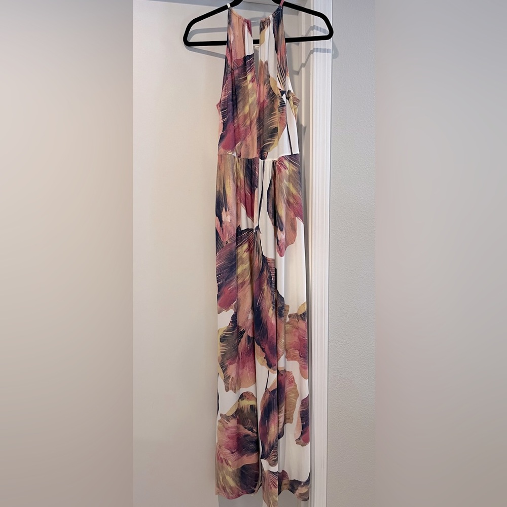 London Times floral print halter maxi dress UK sz 8 US sz M